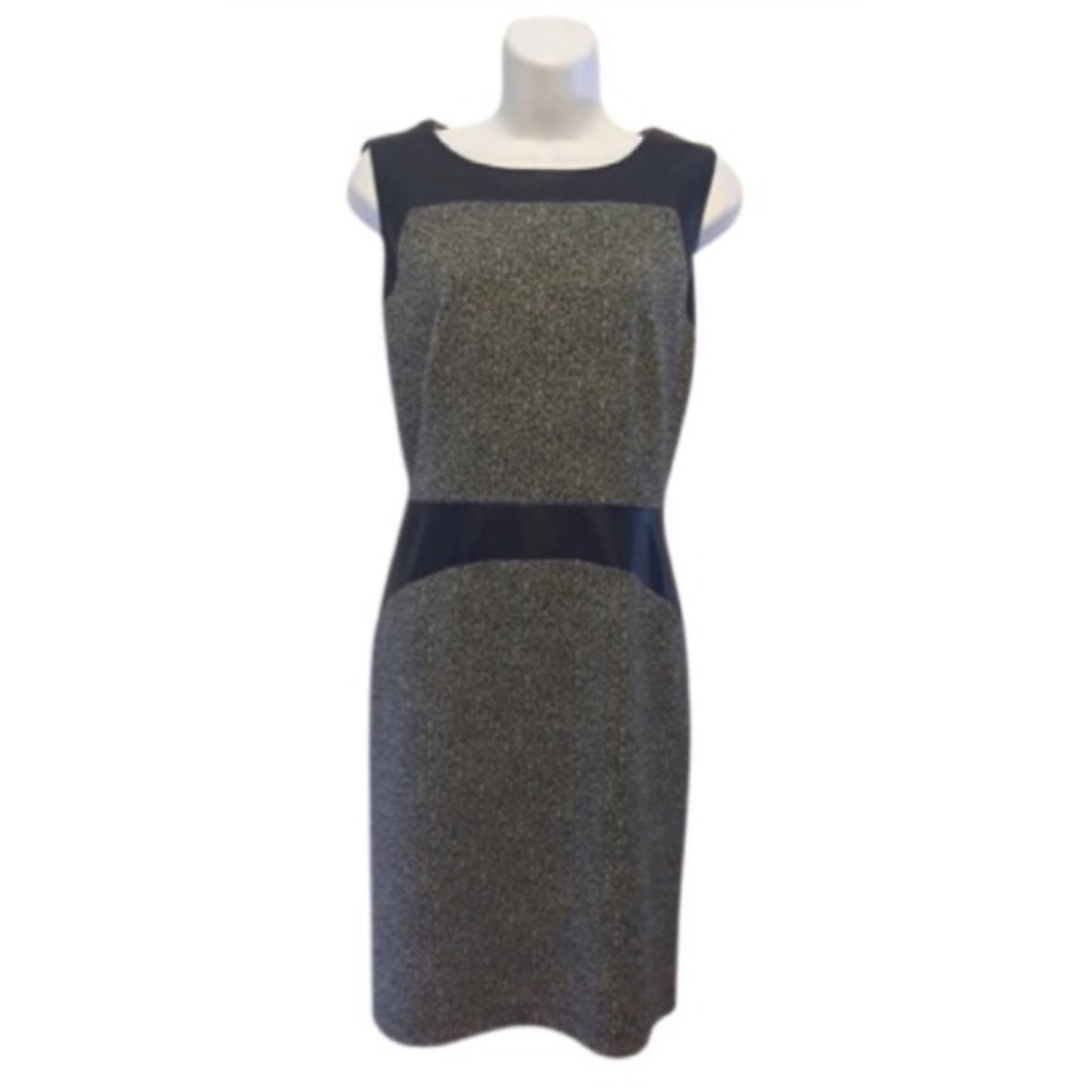Calvin Klein Ponte Dress w/ Faux Leather NWOT - Picture 2 of 5